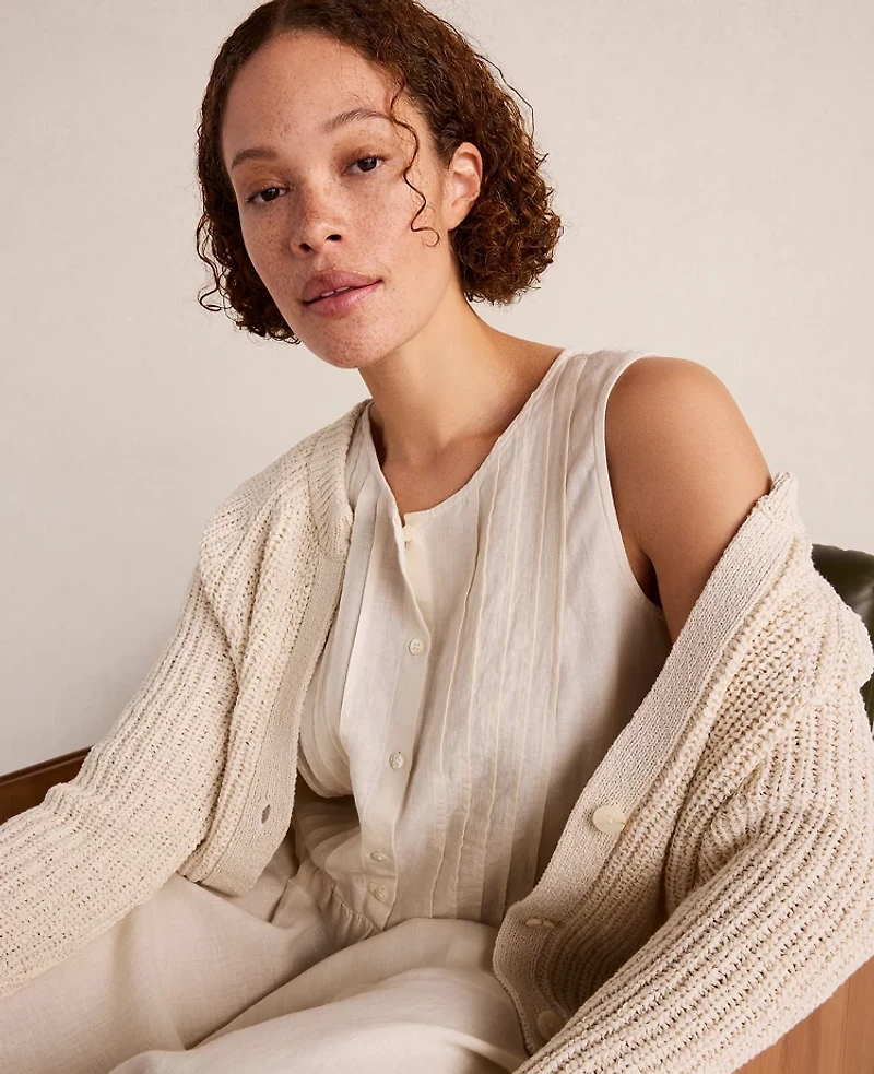 Ann Taylor Haven Well Within Cotton Tape Yarn V-Neck Cardigan Women's