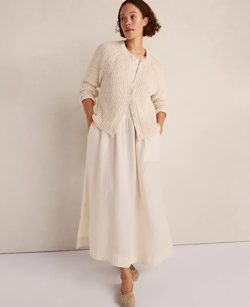 Ann Taylor Haven Well Within Cotton Tape Yarn V-Neck Cardigan Women's