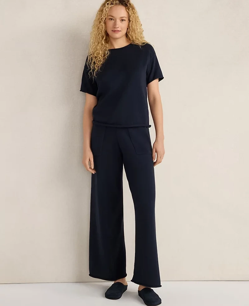 Ann Taylor Haven Well Within Cotton Knit Wide Leg Pants Indigo Women's