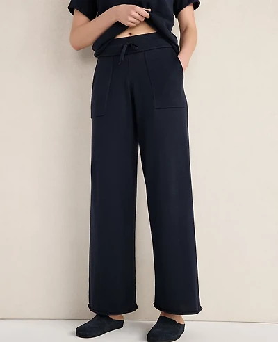 Ann Taylor Haven Well Within Cotton Knit Wide Leg Pants Indigo Women's
