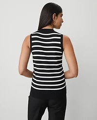 Ann Taylor Striped Crew Neck Sweater Shell Top Size XL Black/White Combo Women's