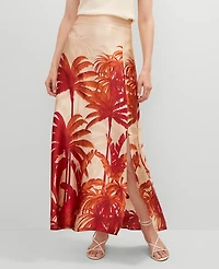 Ann Taylor Studio Collection Silk Maxi Skirt Tropical Print Seedpearl Women's