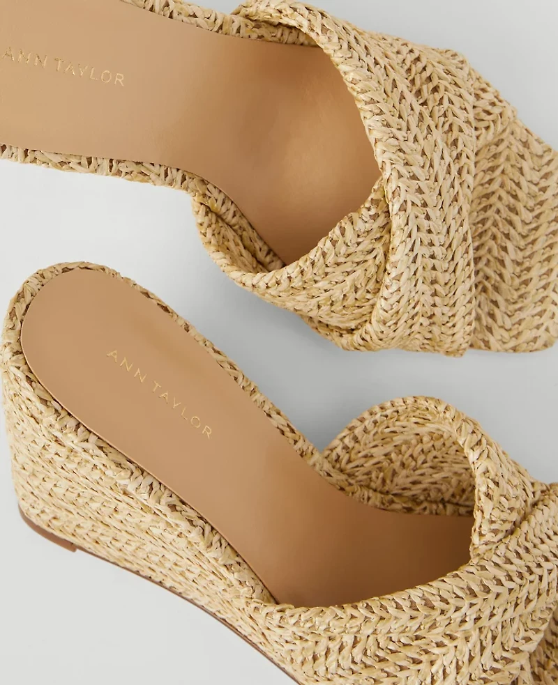Ann Taylor Knotted Wedge Sandals Natural Women's