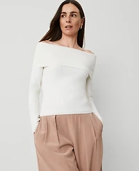 Ann Taylor Off-The-Shoulder Sweater Winter White Women's