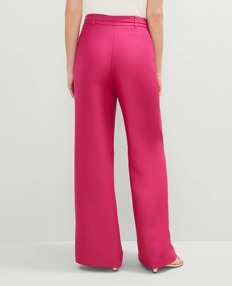 Ann Taylor Studio Collection Belted Wide-Leg Pant Bright Petunia Women's