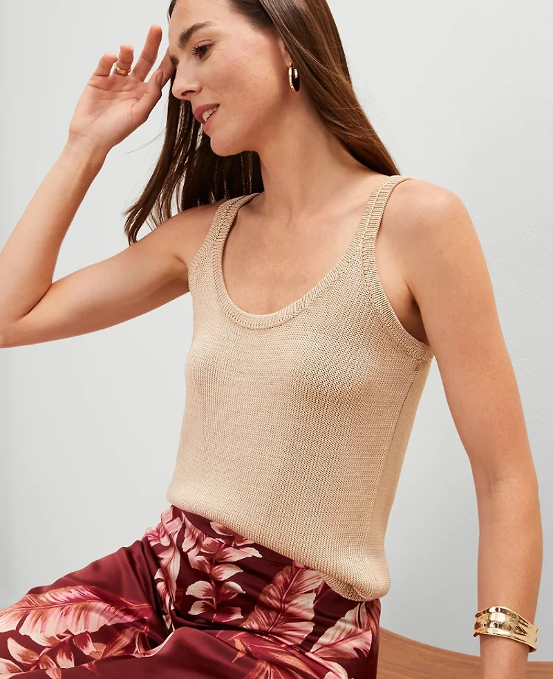 Ann Taylor Scoop Neck Sweater Tank Top Sands Edge Women's