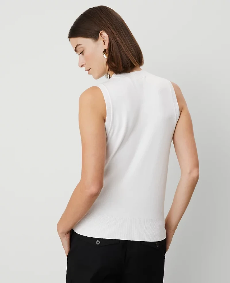 Ann Taylor Crew Neck Sweater Shell Top Winter White Women's