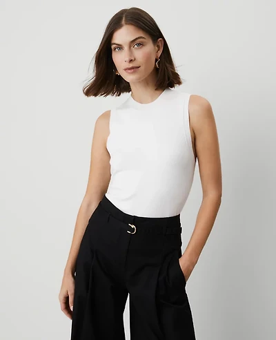 Ann Taylor Crew Neck Sweater Shell Top Winter White Women's