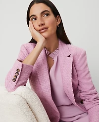 Ann Taylor Petite Tweed Double Breasted Blazer Clean Lilac Women's