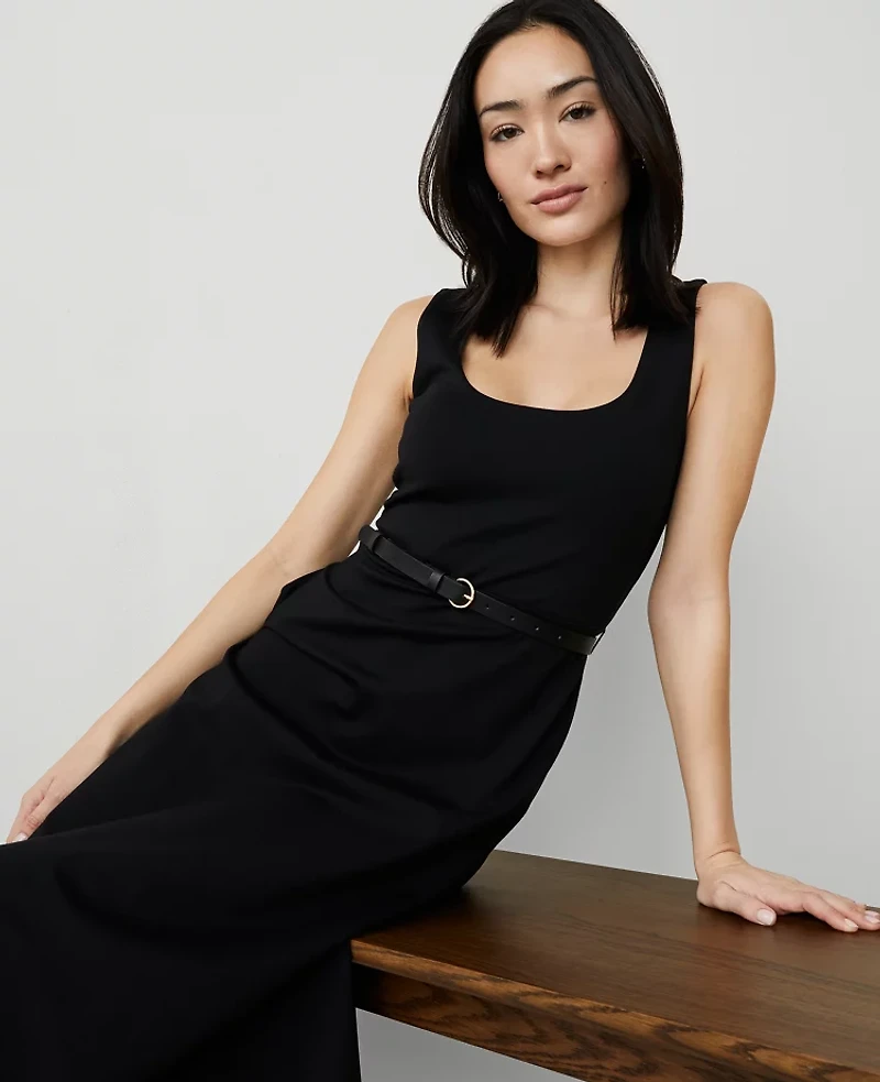 Ann Taylor Petite Ponte Sleeveless Midi Dress Women's