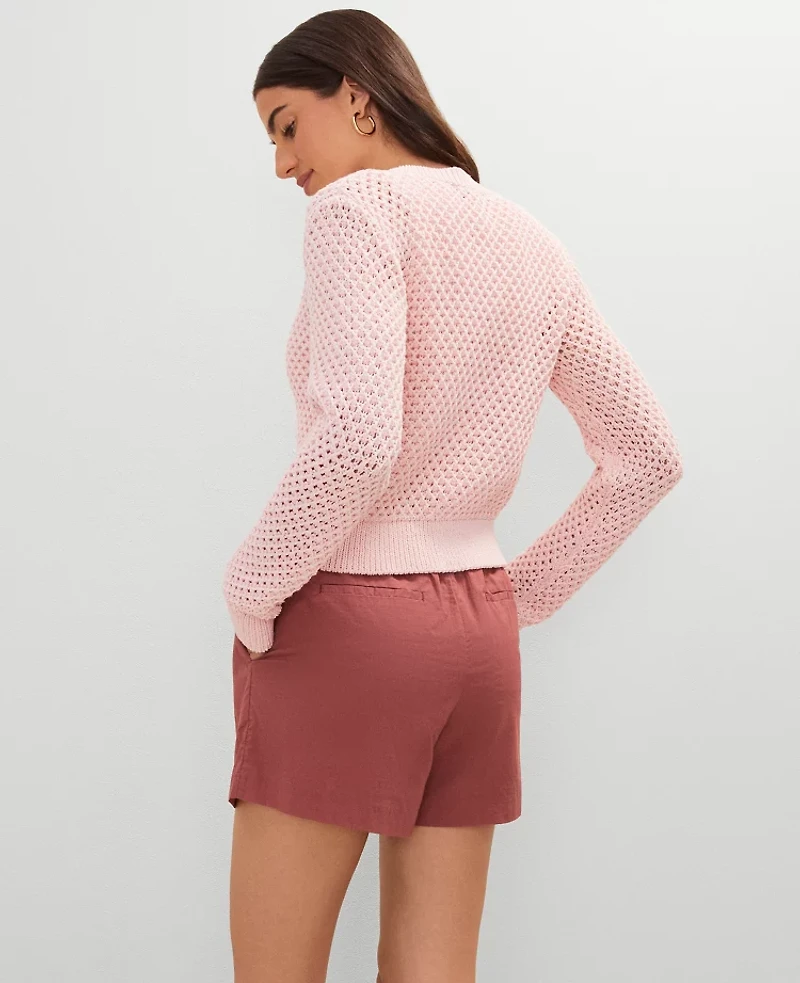 Ann Taylor Weekend Collection Open Stitch Scalloped Cardigan Women's