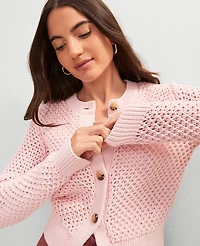 Ann Taylor Weekend Collection Open Stitch Scalloped Cardigan Women's