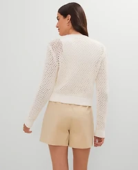 Ann Taylor Weekend Collection Open Stitch Scalloped Cardigan Size XL Winter White Women's