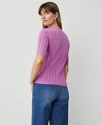 Ann Taylor Scalloped Pointelle Sweater Medium Women's