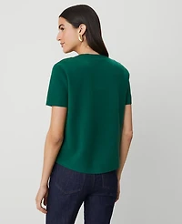 Ann Taylor Metallic Button Short-Sleeve Cardigan Size Large Fresh Evergreen Women's