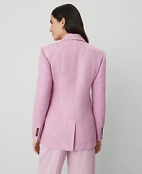 Ann Taylor Tweed Double Breasted Blazer Size 2 Clean Lilac Women's