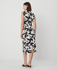 Ann Taylor Petite Floral Cap Sleeve Sheath Dress Black Women's