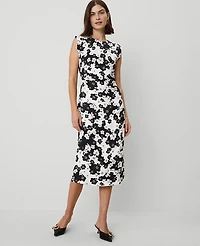 Ann Taylor Petite Floral Cap Sleeve Sheath Dress Black Women's