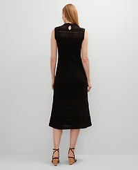 Ann Taylor Crochet Midi Dress Black Women's