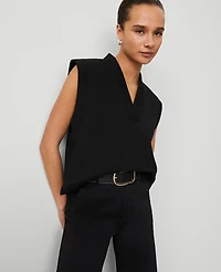 Ann Taylor Weekend Collection Sleeveless Sweatshirt Top Black Women's