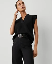 Ann Taylor Weekend Collection Sleeveless Sweatshirt Top Black Women's
