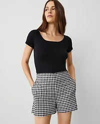 Ann Taylor The Side-Zip Short Gingham Black/White Multi Women's