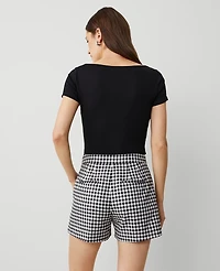 Ann Taylor The Side-Zip Short Gingham Black/White Multi Women's