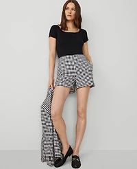 Ann Taylor The Side-Zip Short Gingham Black/White Multi Women's