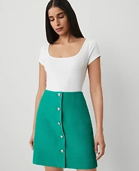 Ann Taylor Tweed Button Skirt Shady Glade Women's