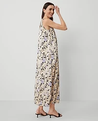 Ann Taylor Floral Maxi Swing Dress Toasted Oat Women's