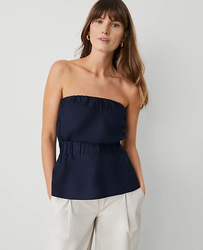 Ann Taylor Linen Blend Strapless Top Women's