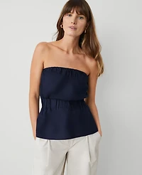 Ann Taylor Linen Blend Strapless Top Size Large Night Sky Women's