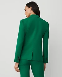 Ann Taylor The Notched One-Button Blazer in Textured Drape Size 6 Fresh Evergreen Women's