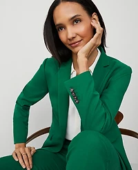 Ann Taylor The Notched One-Button Blazer in Textured Drape Size 6 Fresh Evergreen Women's