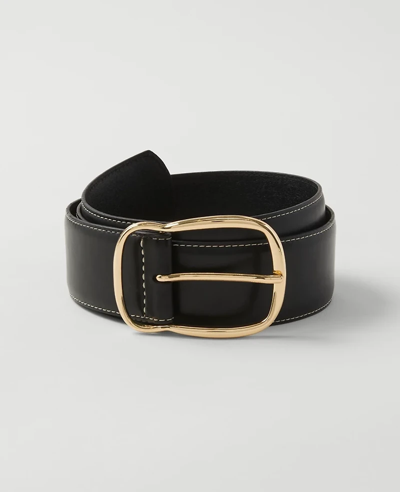Ann Taylor Stitched Wide Belt Size L/XL Black Women's