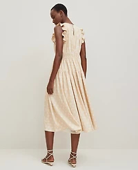 Ann Taylor Petaled Ruffle Midi Dress Sands Edge Women's