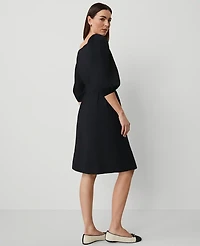 Ann Taylor Square Neck Button Pocket Dress Size 2 Black Women's