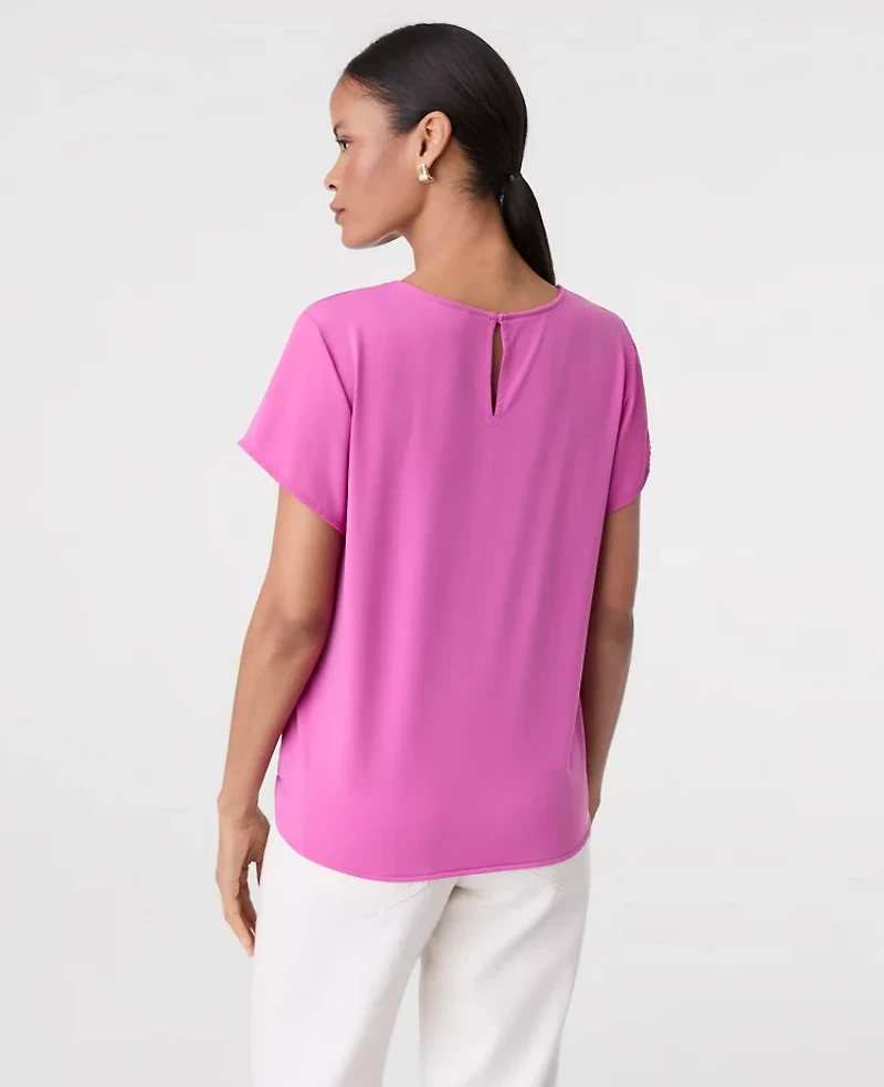 Ann Taylor Petite Mixed Media Crew Neck T-Shirt Women's