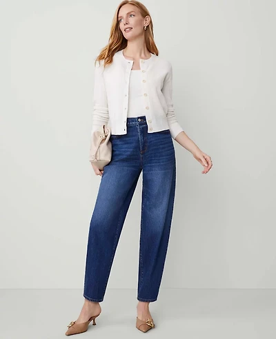 Ann Taylor The Petite Barrel Jean Original Medium Stone Wash Women's