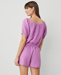 Ann Taylor Gauze Bubble Hem Blouse Women's