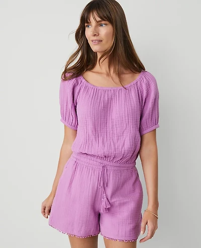 Ann Taylor Gauze Bubble Hem Blouse Women's