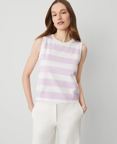 Ann Taylor Striped Sleeveless Top Size XL Pale Lilac Women's