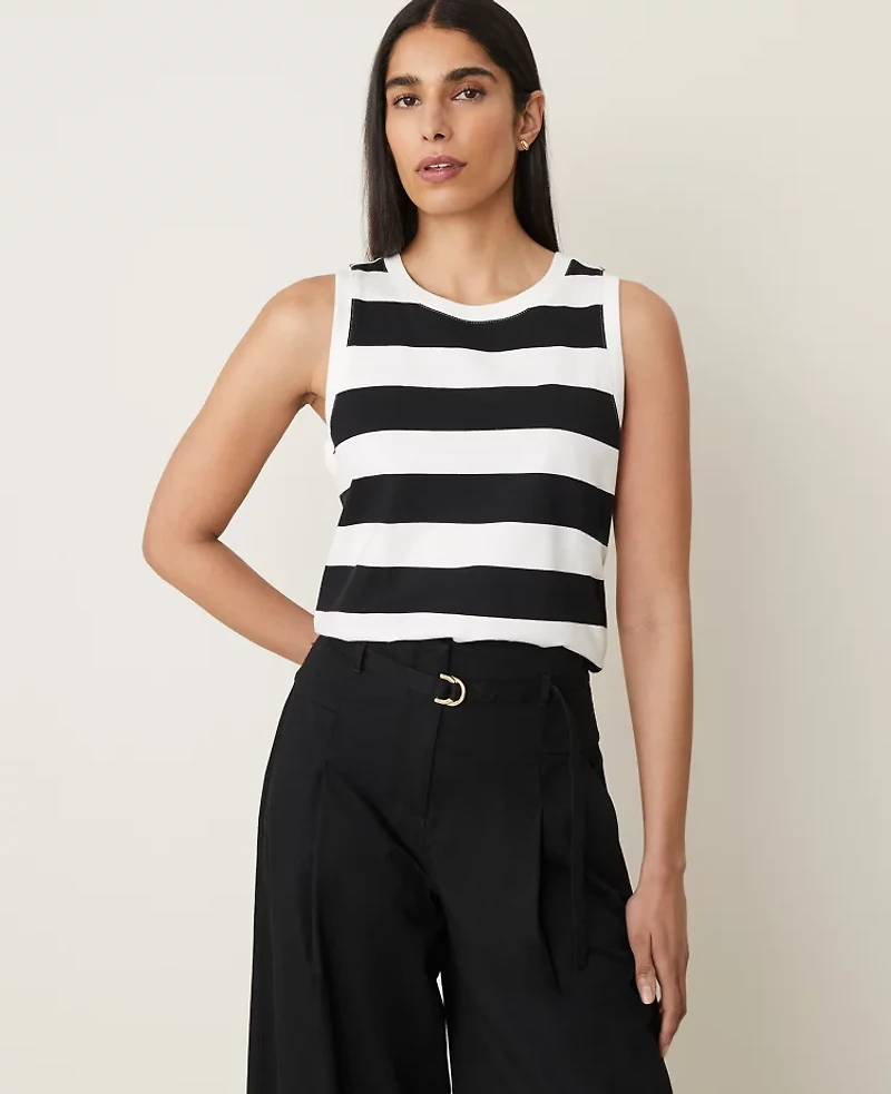 Ann Taylor Striped Sleeveless Top Size 2XL Black Women's