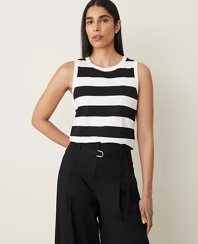 Ann Taylor Striped Sleeveless Top Size 2XL Black Women's