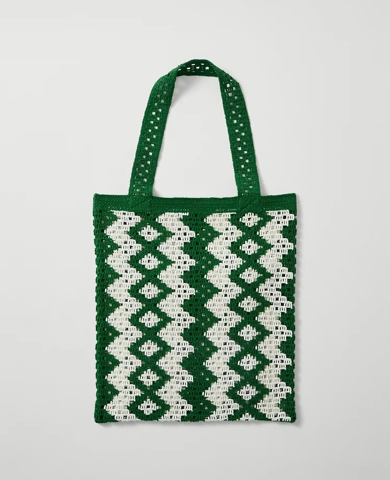 Ann Taylor Crochet Tote Bag White Women's