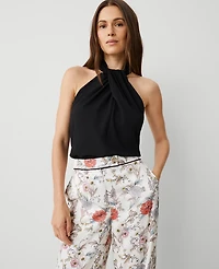 Ann Taylor Petite Twist Halter Top Black Women's