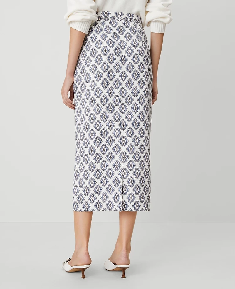 Ann Taylor Petite Foulard Column Midi Skirt Size 0 Winter White Women's