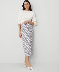 Ann Taylor Petite Foulard Column Midi Skirt Size 0 Winter White Women's