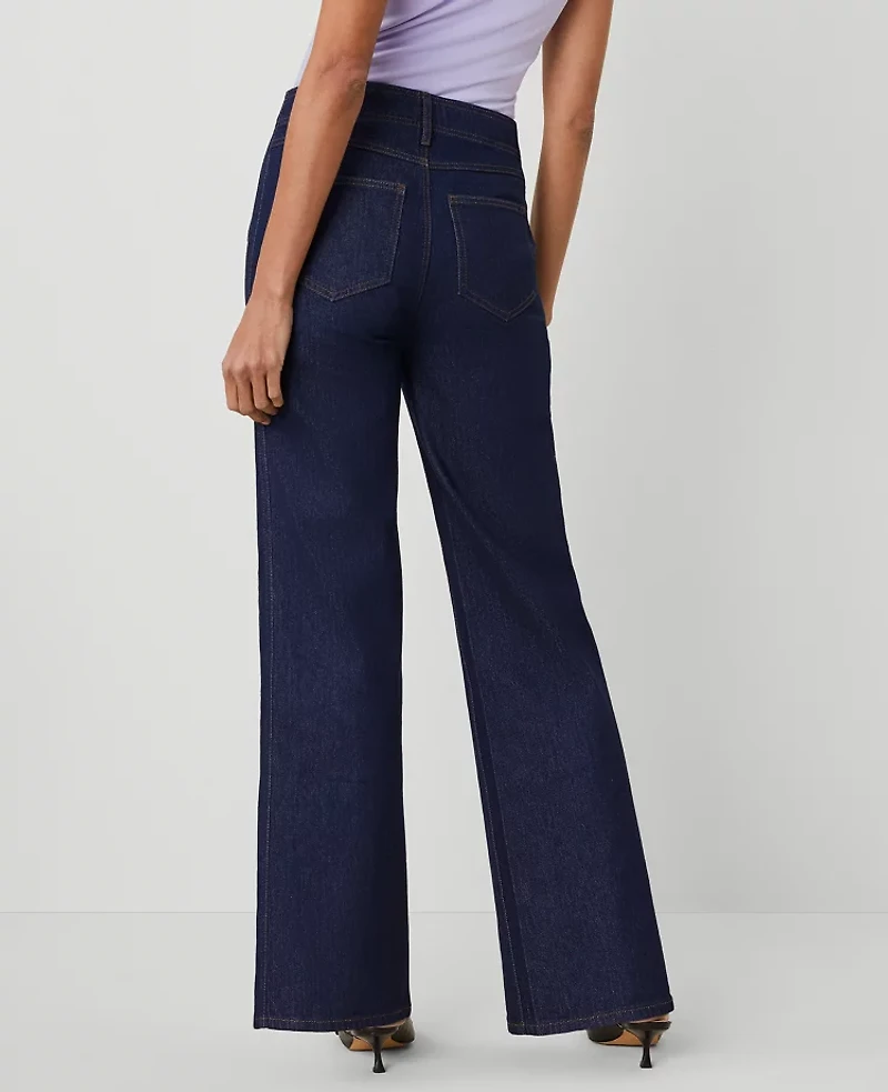 Ann Taylor The Petite Seamed Wide-Leg Jean Classic Rinse Wash Women's