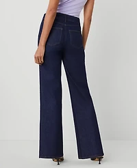 Ann Taylor The Petite Seamed Wide-Leg Jean Classic Rinse Wash Women's